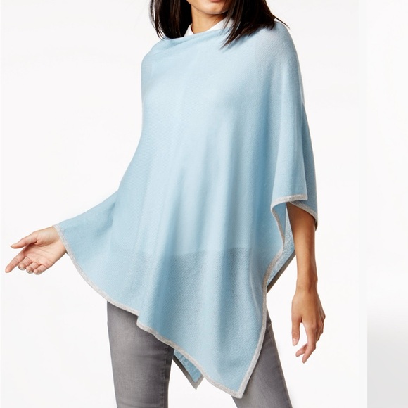 Charter Club Sweaters - NWT Cashmere Charter Club Luxury Women’s Poncho Cape Wrap One Size Fix All Blue